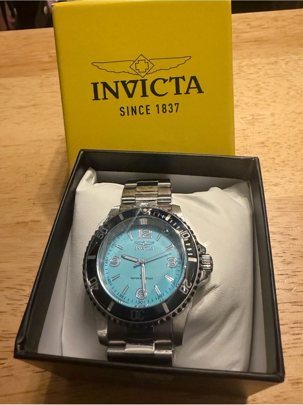 Invicta Silver Watch with Turquoise Blue Dial